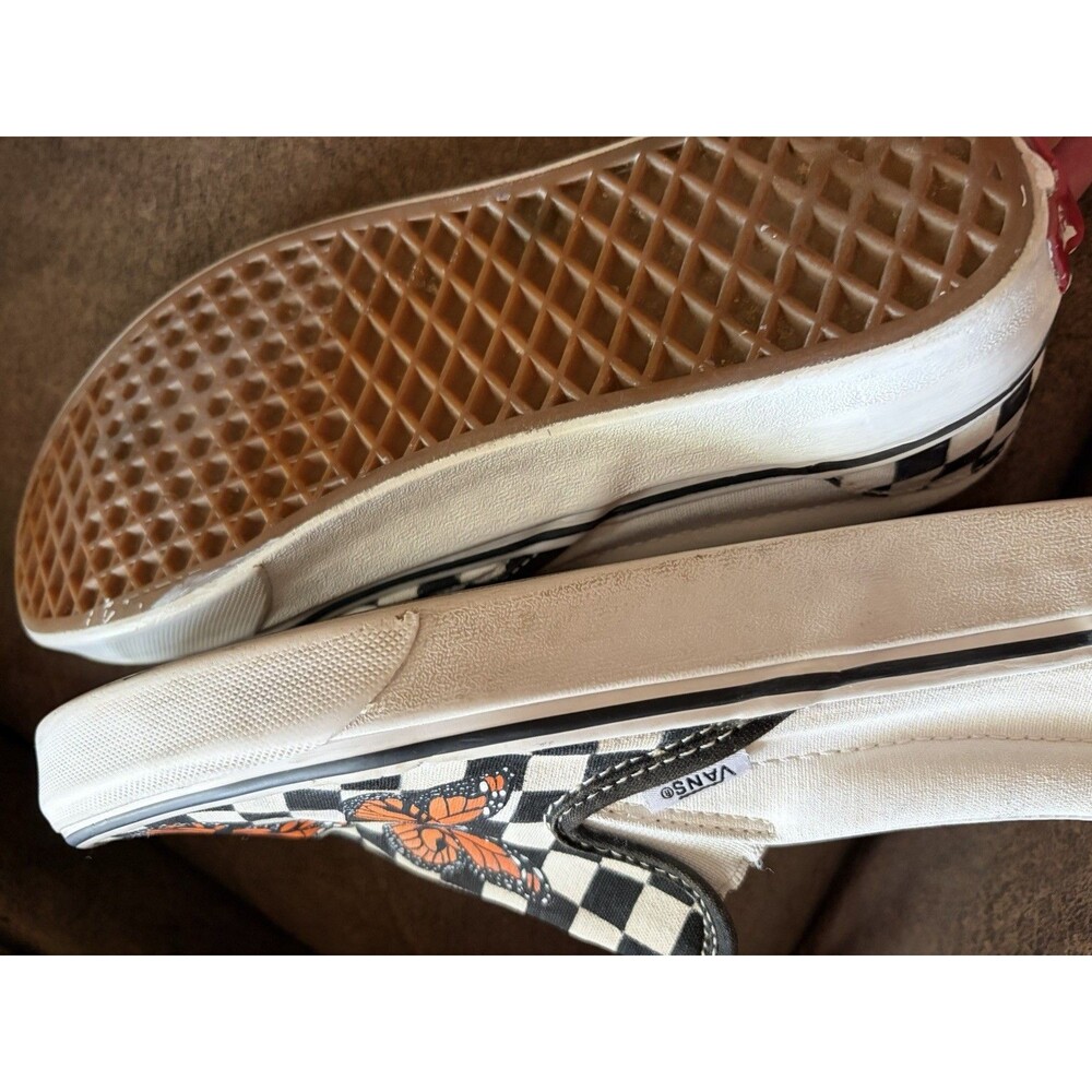 Vans Checkered Hand painted Butterfly Monarch Sneakers Women Slip On Shoe 9.5m - Picture 13 of 15